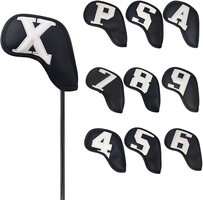 Scott Edward Golf Club Head Covers for Iron, 10 Pcs Leather Waterproof Material, Gradient Numbers Perfect for Mizuno Callaway, Ping, Taylormade, Cobra, Etc.