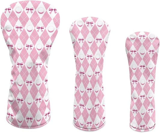 Rnyleeg Golf Club Head Covers for Women Driver Head Cover Leather Fairway Wood Headcover Hybrid Headcovers for Golf Clubs