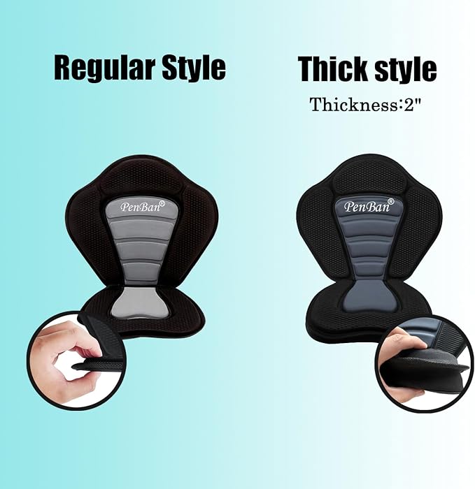 Universal Deluxe Kayak Seat Cushion with Storage Bag for Kayak,Padded Boat,SUP,Canoe,Fishing Boat,Seats with 4 Adjustable Straps