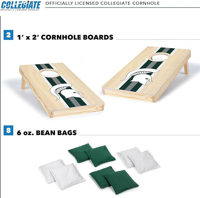 Wild Sports College Portable Size 1' x 2' Solid Wood Cornhole Set with Direct Print HD Team Graphics – Travel Size