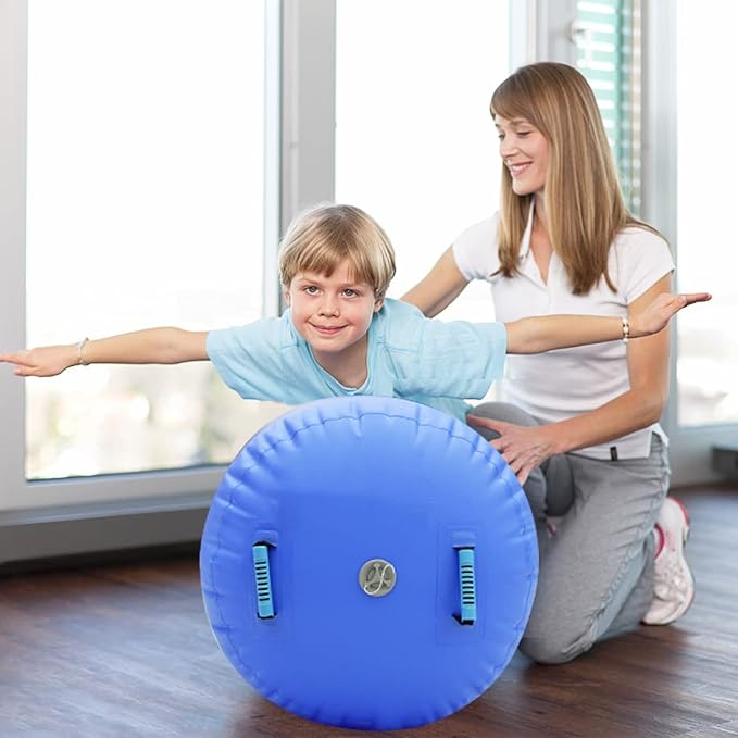 CZGBRO Gymnastics Barrel Air Roller with Pump, Inflatable Tumbling Equipment Air Mat Octagon Mat for Backhandspring Training Cheerleading Home Use