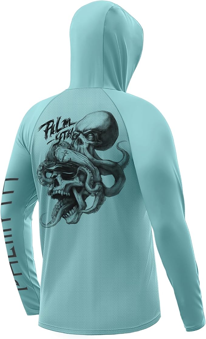 Palmyth Men's Fishing Hoodie Shirt UPF 50+ Quick-Dry Breathable Long Sleeve | Long Sleeve Fishing Shirt, UPF 50+ Sun Protection, Quick-Dry Fabric, Breathable Mesh Back, Built-in Face Mask, 4-way Stretch