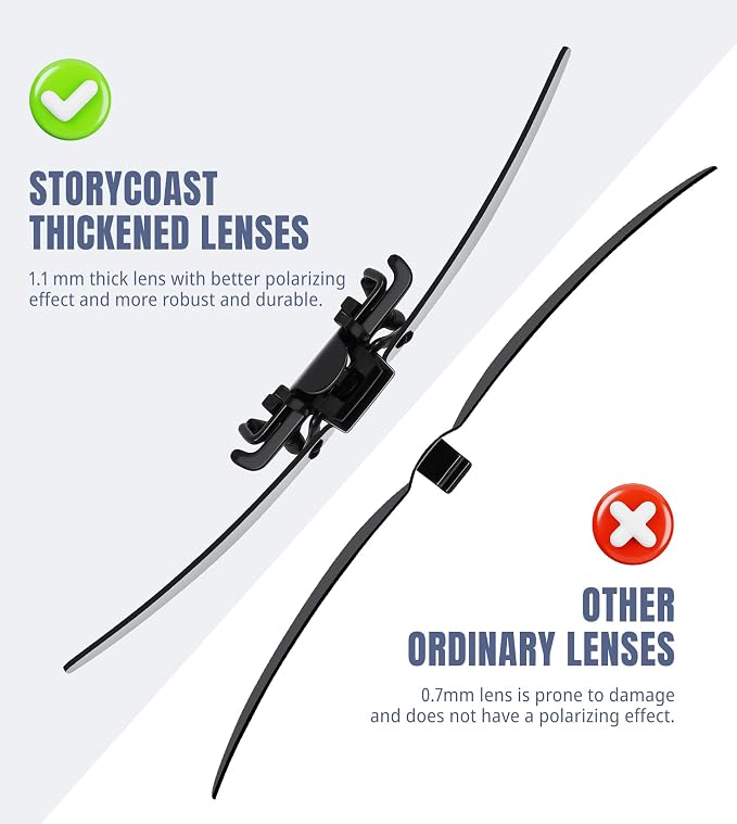 STORYCOAST Clip On Sunglasses for Men Women Polarized Fit Over Prescription Glasses Sports Fishing Driving
