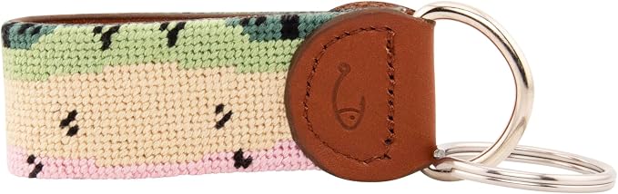 Leather Hand-Stitched Needlepoint Key Fob or Key Chain