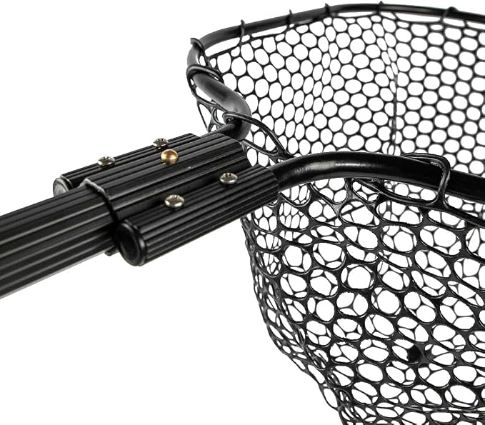 YakAttack Floating Fishing Net with Rubber Netting |16” x 19” Hoop, 11” Depth, 56” Telescoping Aluminum Handle | Snag-Free Landing Net for Kayak, Canoe, or Boat Anglers | Black