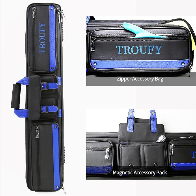 Pool Cue Case – Durable 4x4 & 4x5 Billiard Pool Cue Stick Carrying Case with Large Storage Space, Waterproof Billiards Accessories
