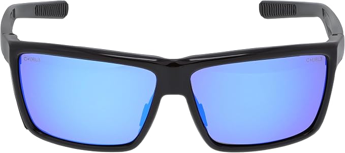 MCR Safety SR218BZ Swagger SR2 Series Safety Glasses with Thermo Plastic Rubber Nose Pads and Detachable Side Shields, Black Frame, Blue Diamond Mirror Polarized Lens