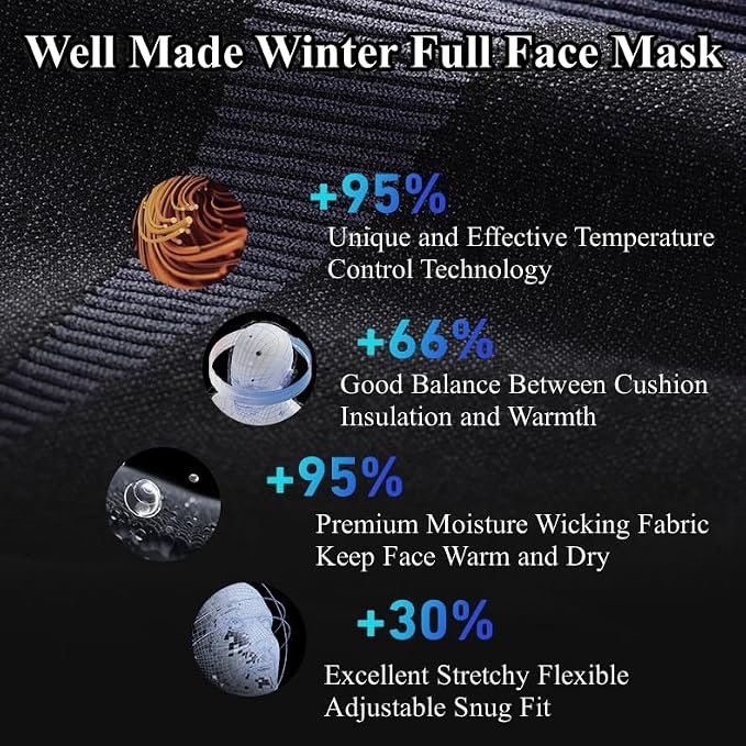 Motorcycling Riding Balaclava Helmet Head Mask Full Face Masks Winter Ski Mask for Men Women Cold Weather Head Cover Skiing Snow Glove Waterproof