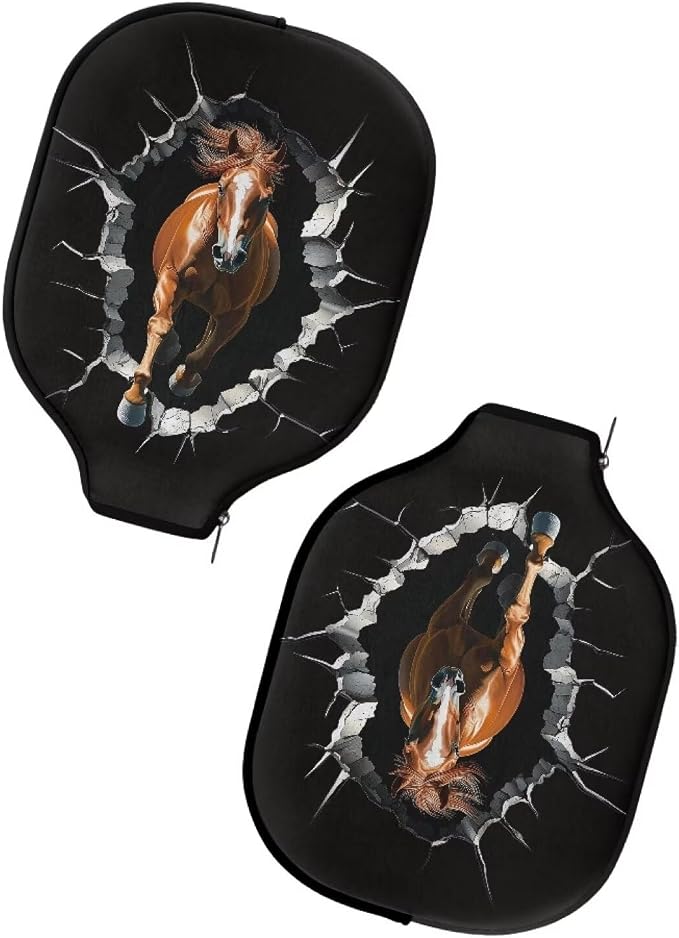Horse Pickle Ball Paddle Covers Sunflower Hummingbird 4 Pcs Pickleball Paddle Cover Elongated Pickleball Racket Carry Sleeve with Zipper Paddle Case Fits Most Paddle