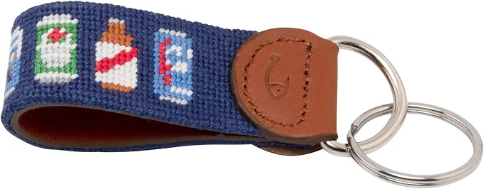 Leather Hand-Stitched Needlepoint Key Fob or Key Chain