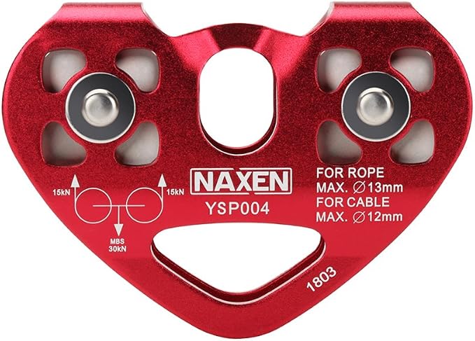NAXEN Zip Line Pulley Tandem Speed Dual Trolley with 25kN Carabiner