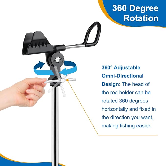Fishing Rod Holders, 360 Degree Adjustable Fishing Pole Holders for Ground, Multifunctional Stainless Steel Beach Fishing Rod Holder Fishing Gifts for Men