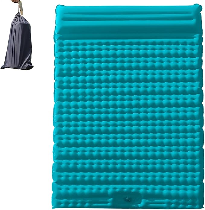 Double Sleeping Pad for Camping, Extra Thickness Inflatable Sleeping Mat with Pillow Built-in Pump, Inflatable & Compact Camping Hiking Traveling