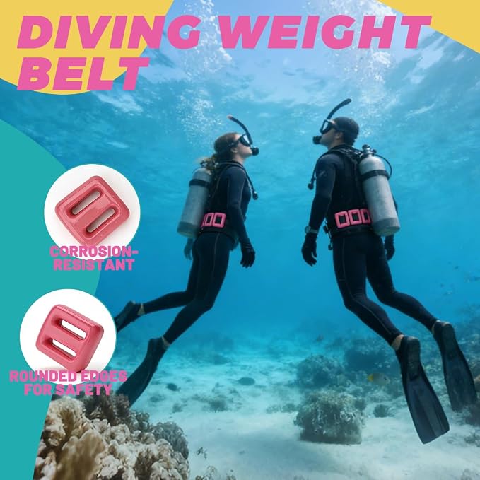 4 Pcs Scuba Weight Belt Set,Diving Weight Belt Coated Dive Weights with Nylon Belt