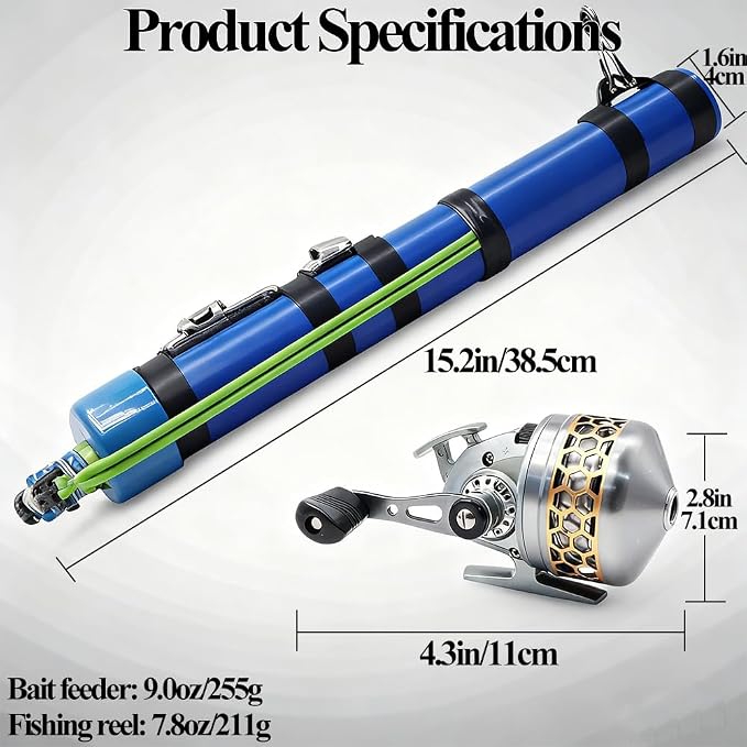 SUFFUSE Fishing Rod, Compact Catapult Fishing Pole, Portable Freshwater and Saltwater Fishing Lures Suitable for Outdoor Hunting and Traveling