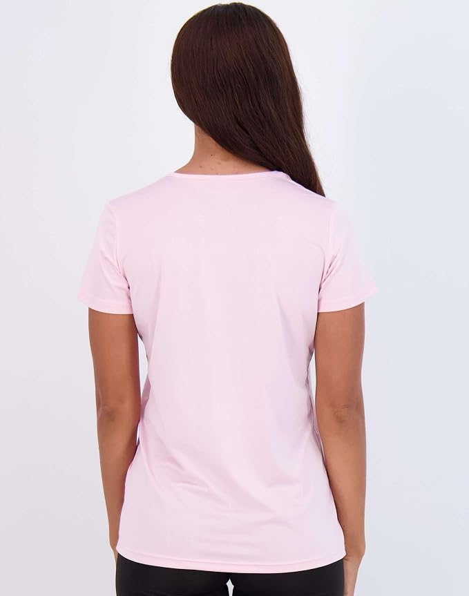 Real Essentials 5 Pack: Women's Short Sleeve T-Shirts Workout Tops Fitness Pilates Gym Activewear Athletic (Plus Available)