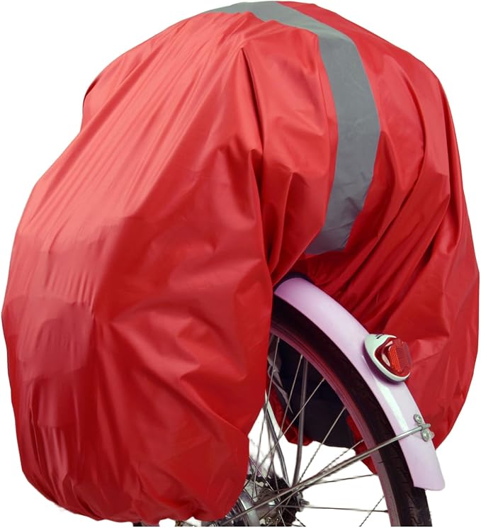 100L Bicycle Rear Rack Rain Cover with Reflective Strip Bike Trunk Rain Cover Red
