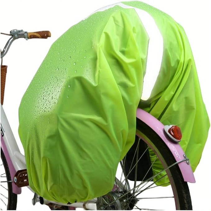 100L Bike Pannier Rain Cover with Reflective Trim Bicycle Commuting Bag Rain Cover Green