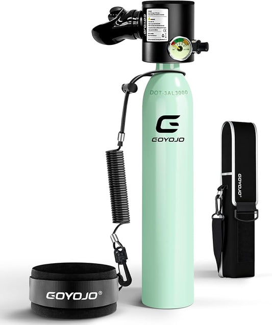 GOYOJO Mini Scuba Tank with DOT Certified, Portable Scuba Diving Kit with Optional Snorkel Mask Combo, Refillable Emergency Backup Pony Bottle for Snorkeling, Underwater Breathing, Training