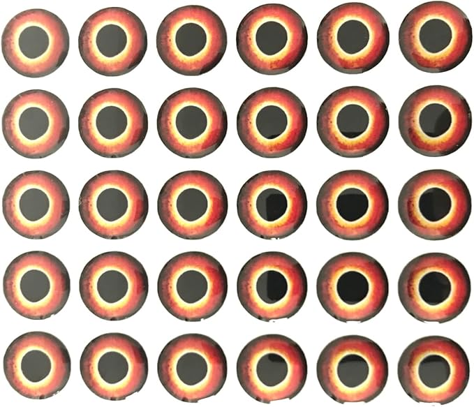 Brule 3-D Holographic Epoxy Fish Eyes (5mm-20mm) 60 Pack, Handpoured, Fishing Fly Tying Lures DIY Crafts