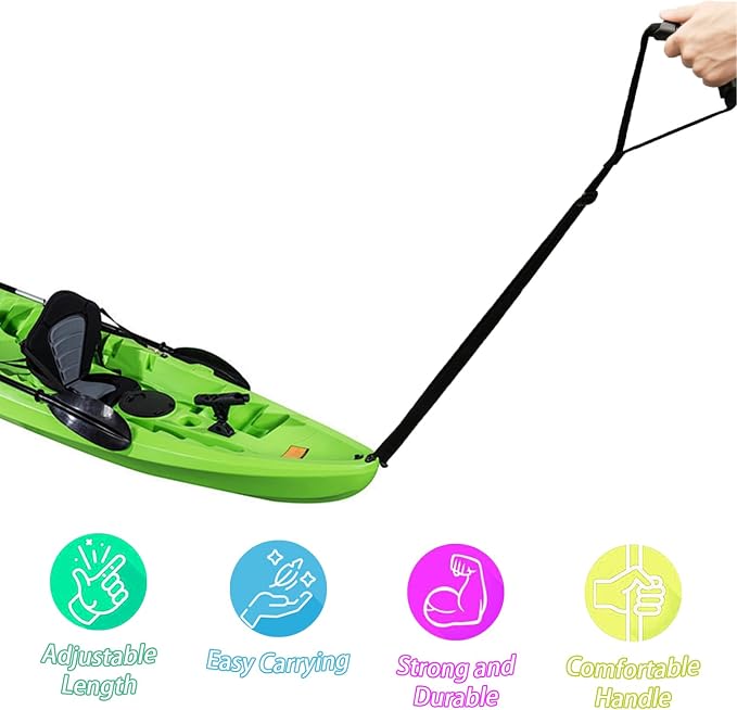 2 Pcs Kayak Stand Up Assist Strap Canoe Drag with Handle Adjustable Pull Rope Boat Standing Aid Dragging Accessories Towing Handles Multi-Purpose Strap Kayak/Canoe Water Sports