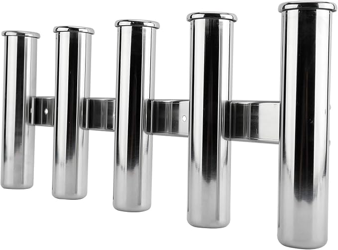 YaeMarine Fishing Rod Holder 316 Stainless Steel Fishing Rod Rack 3Tube/4Tube/5Tube/6Tube Mirror Finish for Marine Boat Yacht Camper