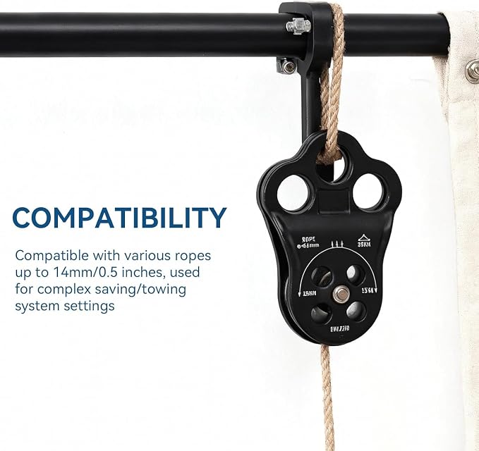 Climbing Pulley, 30KN Hitch Climber Pulley Equipment Dual Bearing for Rigging Hauling Arborist Tree Climbing