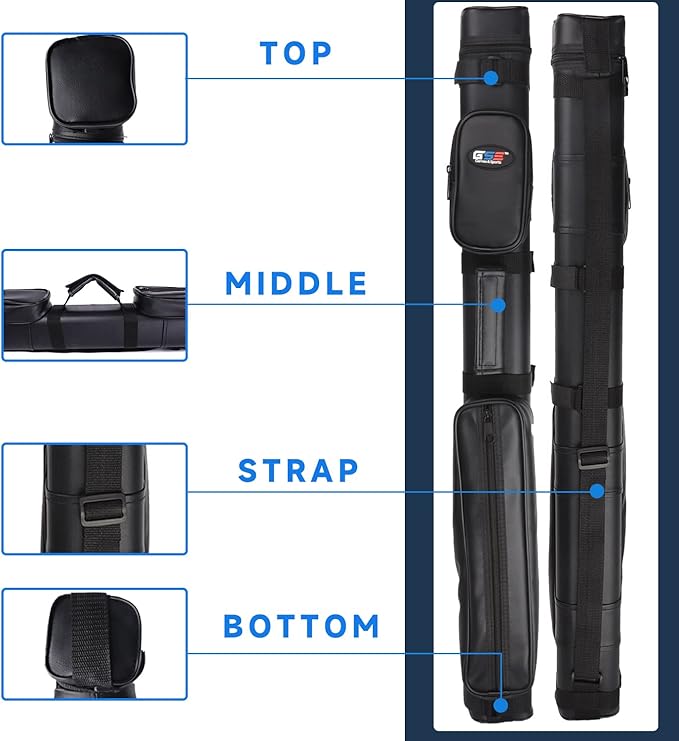 GSE Games & Sports Expert 2x2 Deluxe Hard Billiard Pool Cue Stick Carrying Case, Billiard Cue Case, Billiards Accessories (Several Colors Available)