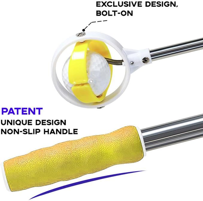 harayaa Golf Ball Retriever Stainless Steel Ball Picker Ball Grabber Golf Accessories Portable Putter Handle Tool Suitable for Course Practice HOM