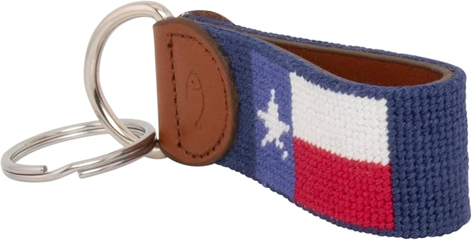 Leather Hand-Stitched Needlepoint Key Fob or Key Chain