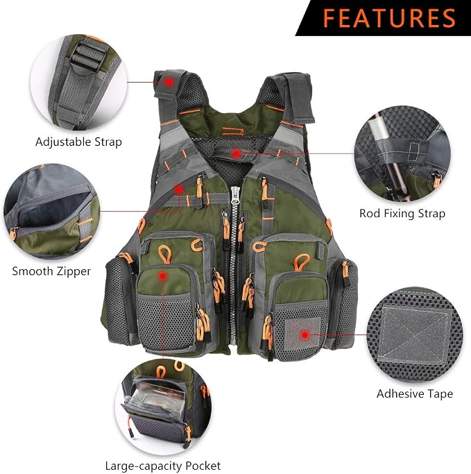Lixada Fly Fishing Vest Fishing Jacket Breathable Polyester Mesh Design Fishing Vest
