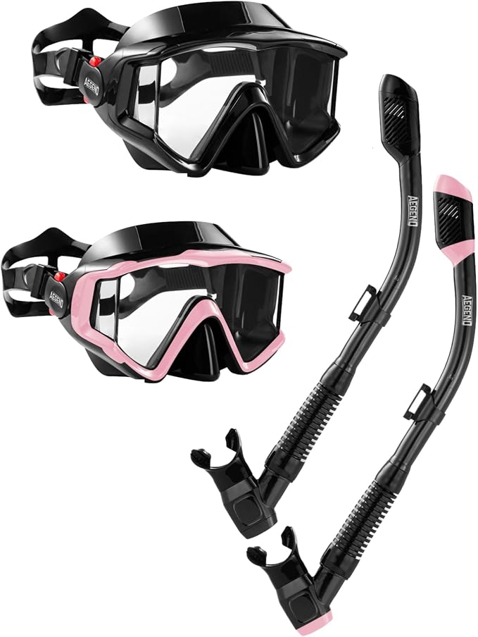 Aegend Snorkeling Gear for Adults Youth Kids, Snorkel Mask with Top Dry Valve - Panoramic View Anti-Leak and Anti-Fog with Mesh Bag for Snorkeling, Scuba Diving, Freediving & Swimming