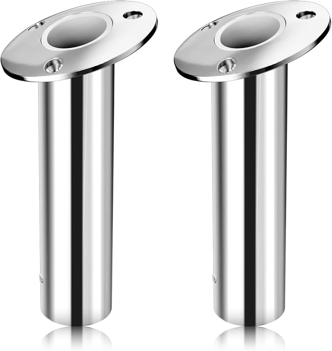 Fishing Rod Holder 2 Pack, 316 Stainless Steel 15/30/90 Degree Rod Holders for Fishing Boat, Flush Mount with Cap, Heavy Duty