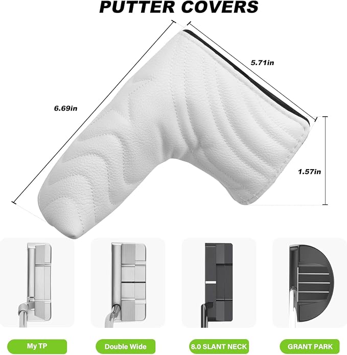 4pcs or 1pc Golf Club Head Covers for Woods, Driver, Fairway, Hybrid – Premium PU Leather with Interchangeable Tags & Magnetic Blade and Mallet Putter Covers