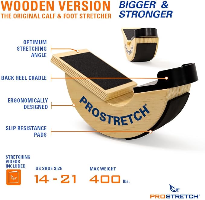 ProStretch Wooden Original Calf Stretcher and Foot Rocker for Plantar Fasciitis, Achilles Tendonitis, and Tight Calves
