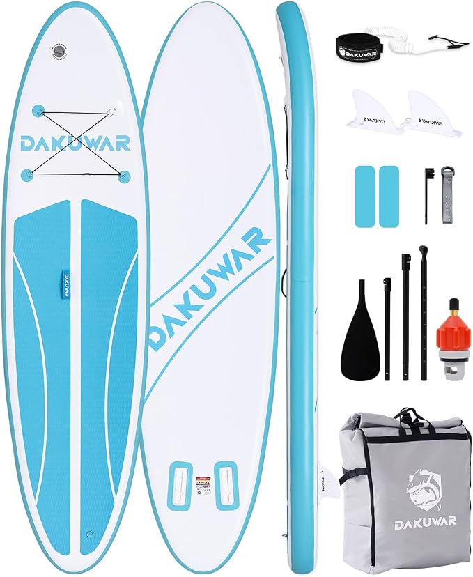 DAKUWAR Paddle Board 10'6''/10' Inflatable Stand Up Paddle Boards with SUP Accessories Ultra-Light Paddleboard Non-Slip Comfort Deck for Adults & Youth of All Skill Levels