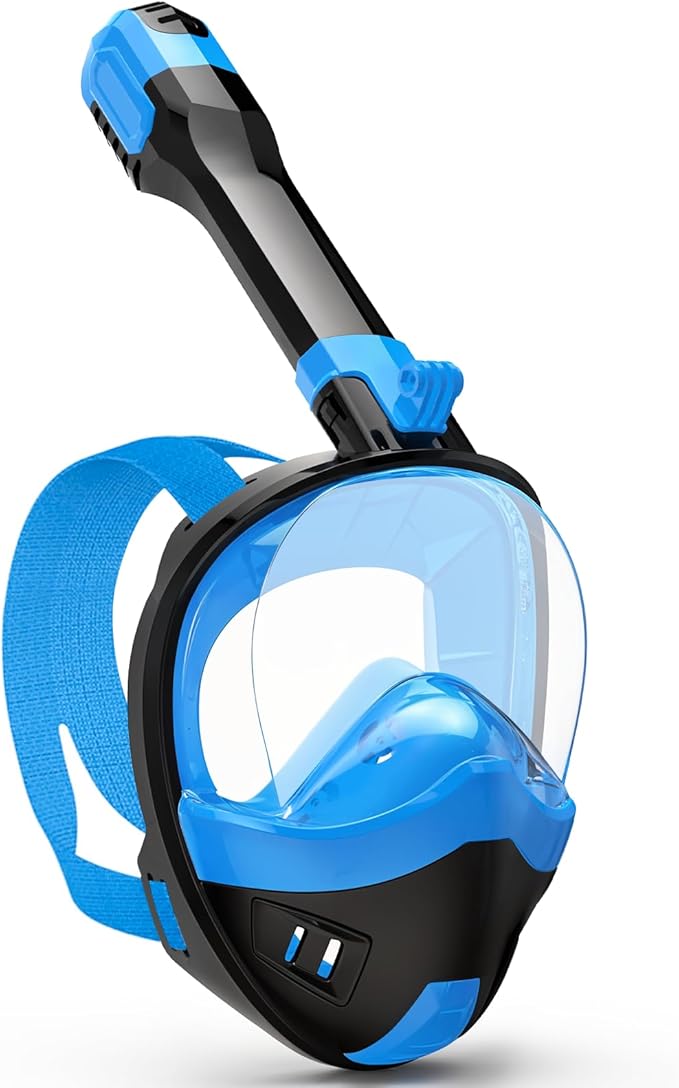 Full Face Snorkel Mask, Snorkeling Gear for Adults Kids with Latest Dry Top Breathing System and Detachable Camera Mount, with 180 Degree Panoramic View