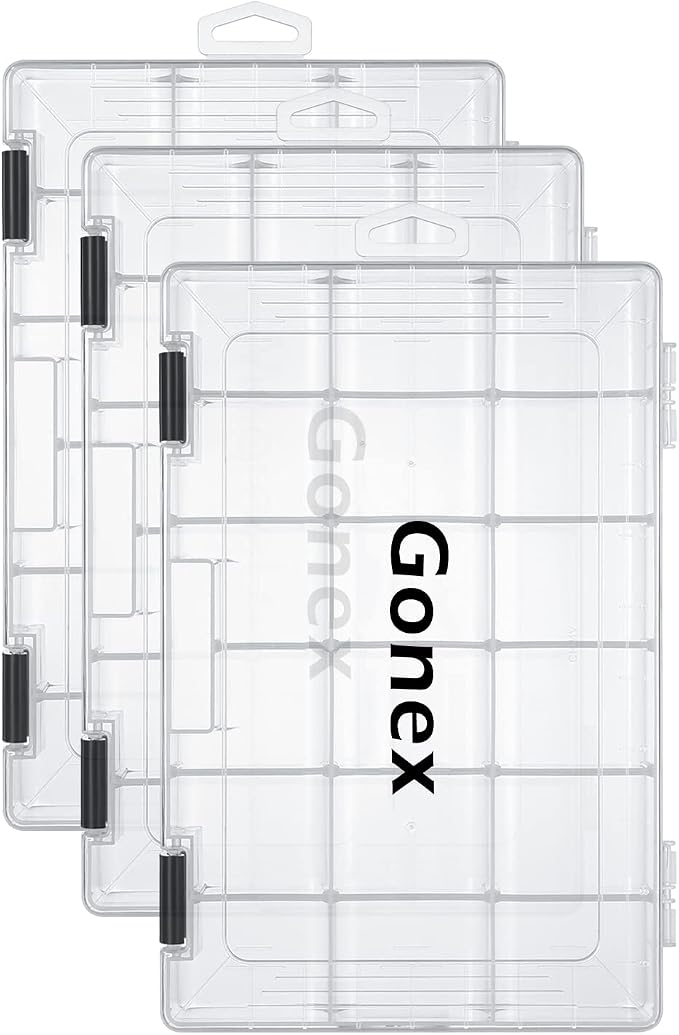 Gonex 3600 3700 Fishing Tackle Trays Lure Box with Adjustable Dividers | Clear PP Material, Adjustable Compartments, Fits Standard Tackle Box , For Fishing Lures Hooks Beads Accessories Storage