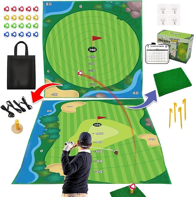 MHM's Ultimate Indoor Golf Chipping Game Mat - Premium Practice Mat - Ideal Golf Simulator for Home Use