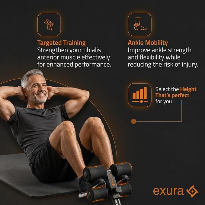 Exura Tib Bar Adjustable Tibialis Trainer for ATG & Knees Over Toes, Fits 1” and 2” Plates, Tibialis Bar for Shin, Ankle & Lower Leg Strength, Calf Raise & Leg Extension Workouts