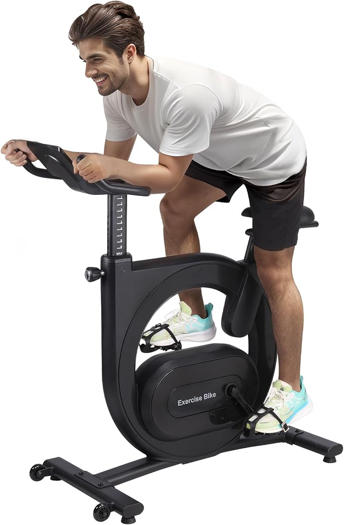  Exercise Bike, Adjustable Magnetic Resistance Stationary Bikes with Smart Knob Resistance,300Lbs Weight Capacity Indoor Cycling Bike WithLCD Monitor & IPad Mount ﻿