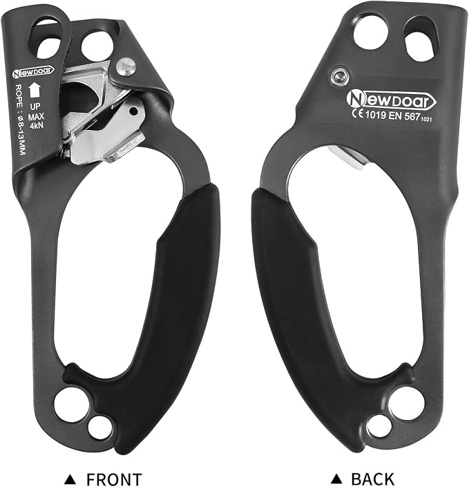 NewDoar UIAA & CE Certified Hand Ascender Rock Climbing Tree Arborist Rappelling Gear Equipment Rope Clamp for 8~13MM Rope