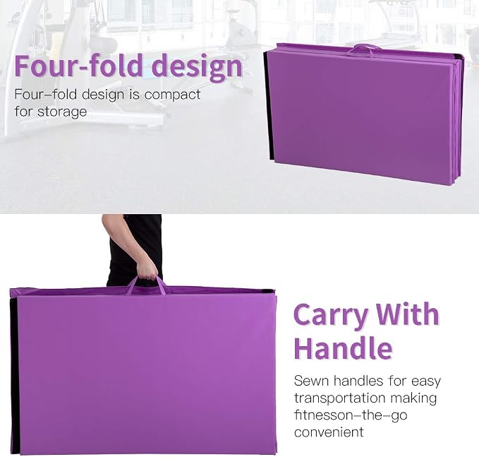 Gymnastics Tumbling Mats Portable Gymnastics Mat Folding Tumbling Mat Thick Yoga Mat Exercise Mat with Carrying Handles for home Workout outdoor Yoga Gymnastic