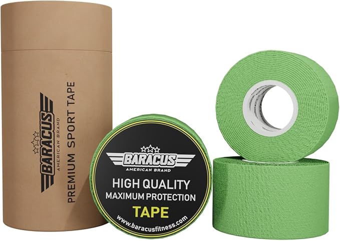 BARACUS Premium Thumb Tape Cross Training and Weightlifting for The Best Hook Grip - 23 ft Long - WOD Tape Chalk and Sweat Proof - Hook Grip Lifting Athletic Thumb Tape (Apple Green)