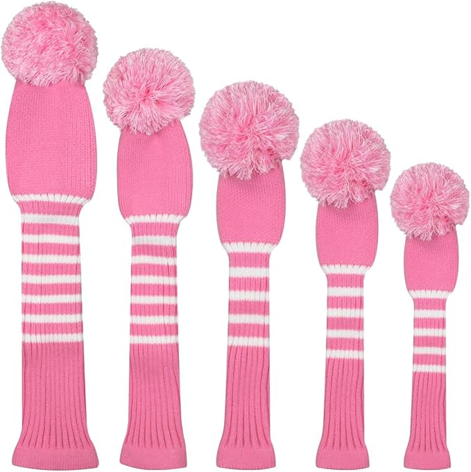 Scott Edward Golf Headcover Set of 5 PCS, Driver Wood Cover *1, Fairway Wood Cover *2, Hybrid Cover * 2, with Rotating Number Tags
