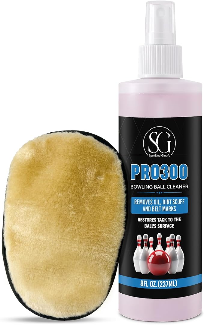 Bowling Ball Cleaner Spray - Oil, Scuff, and Belt Mark Cleaner Restores Tack, Prolongs Lifespan of Ball - EPA Safer Bowling Ball Restoration - Bowling Accessories - 8FL Oz