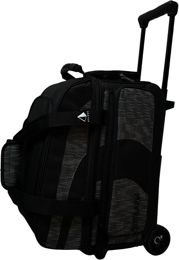 Pyramid Deluxe Double Roller 2 Ball Bowling Bag with Large Separate Shoe Compartment (Up To 2 Pairs Of Shoes) and Accessory Pockets, Sturdy Square Handle - Extends to 40" - Pro Options Available