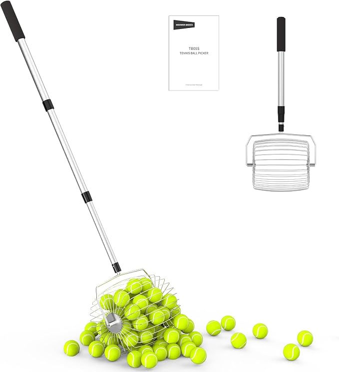 NEEWER Tennis Ball Pickleball Collector Roller, No Bending Over Quick Rolling Picker for Up to 40 Tennis Balls