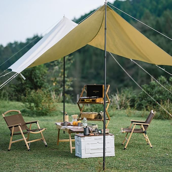 Telescopic Tarp Poles, Canopy Adjustable Carbon Fiber Poles Set of 2, Portable & Lightweight Tent Tarps for Awning, Camping, Hiking 83"