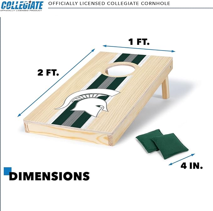 Wild Sports College Portable Size 1' x 2' Solid Wood Cornhole Set with Direct Print HD Team Graphics – Travel Size